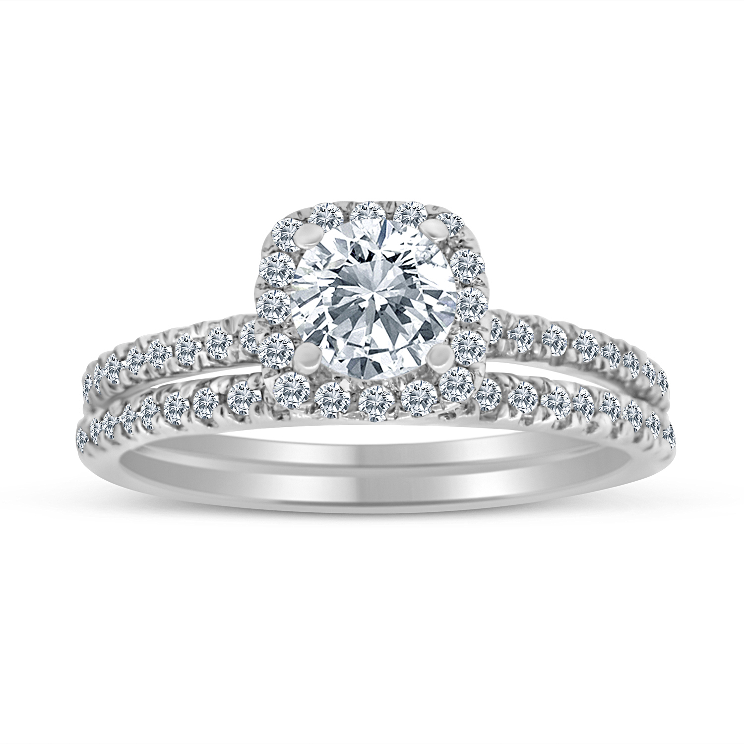 Inara Diamonds 1.00ctw Diamond Halo Bridal Set Engagement Ring in 10k  White Gold (H-I, I2)