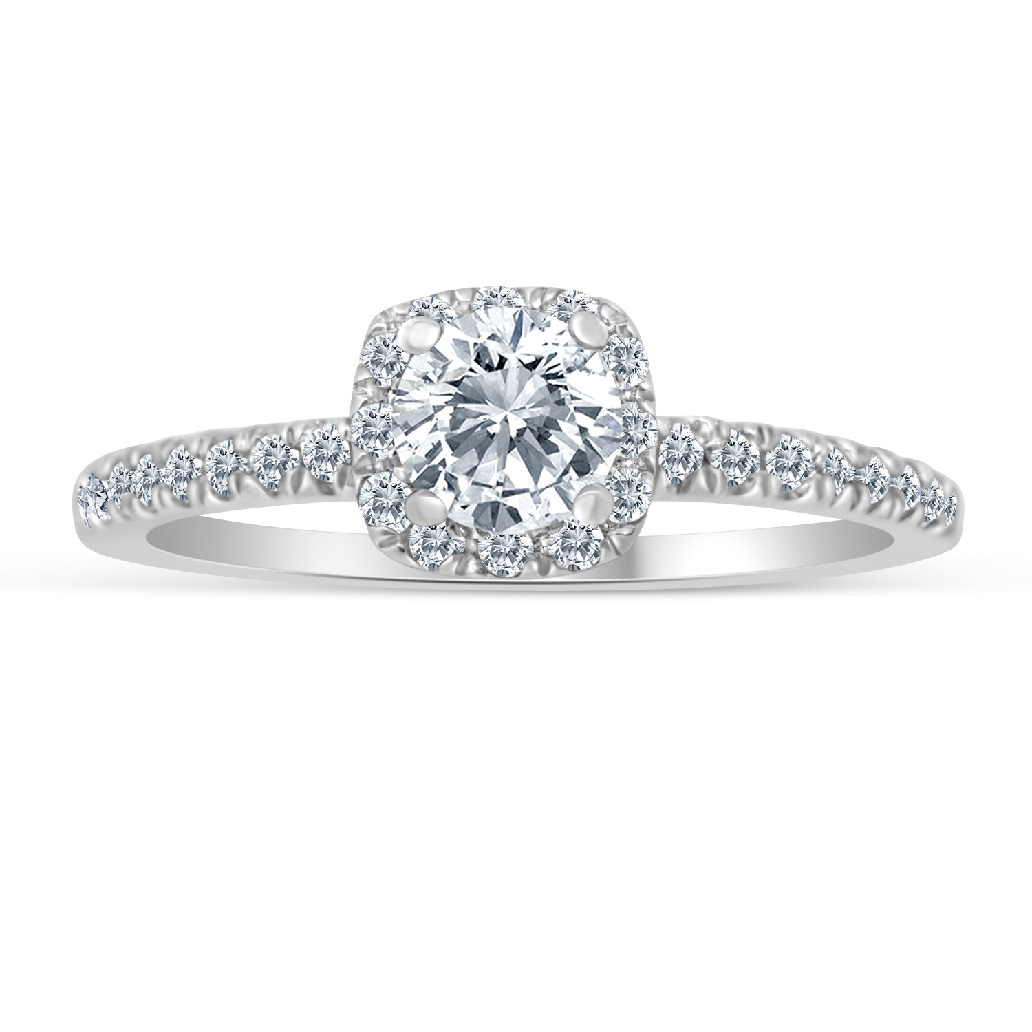 SK Jewel,Inc 1/2ctw Diamond Halo Engagement Ring in 10k White Gold
