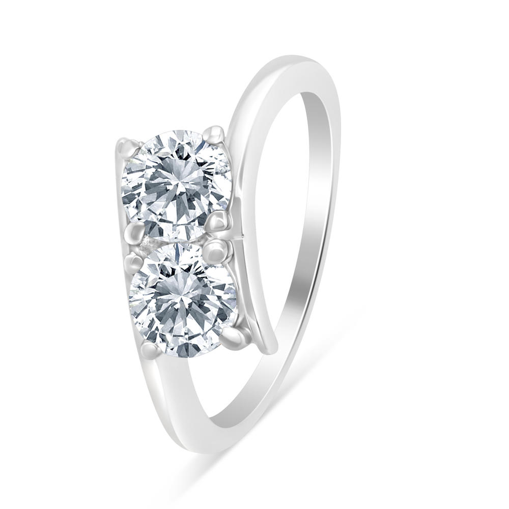 SK Jewel,Inc 1.00ctw Diamond Two Stone Solitaire Engagement Ring in 14k  White Gold