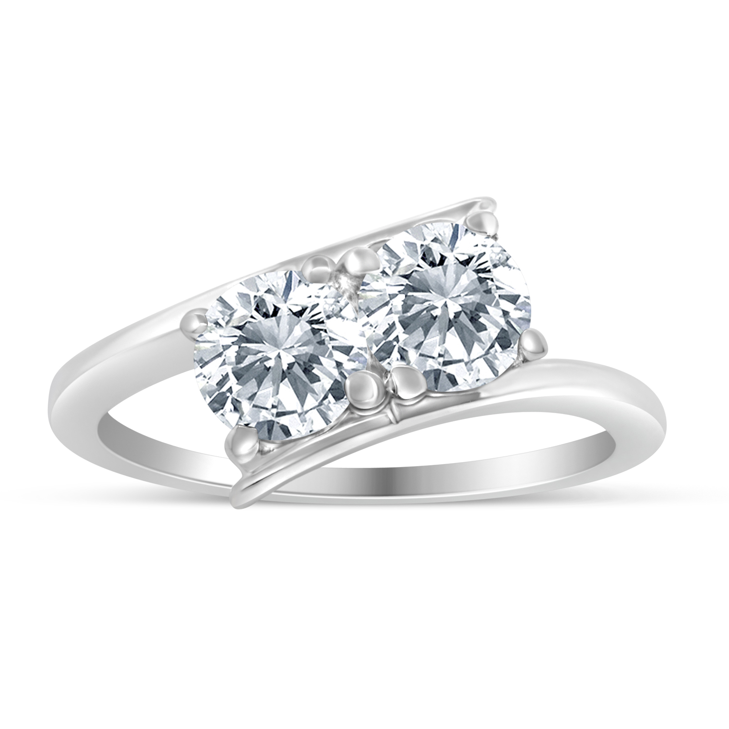 SK Jewel,Inc 1.00ctw Diamond Two Stone Solitaire Engagement Ring in 14k  White Gold