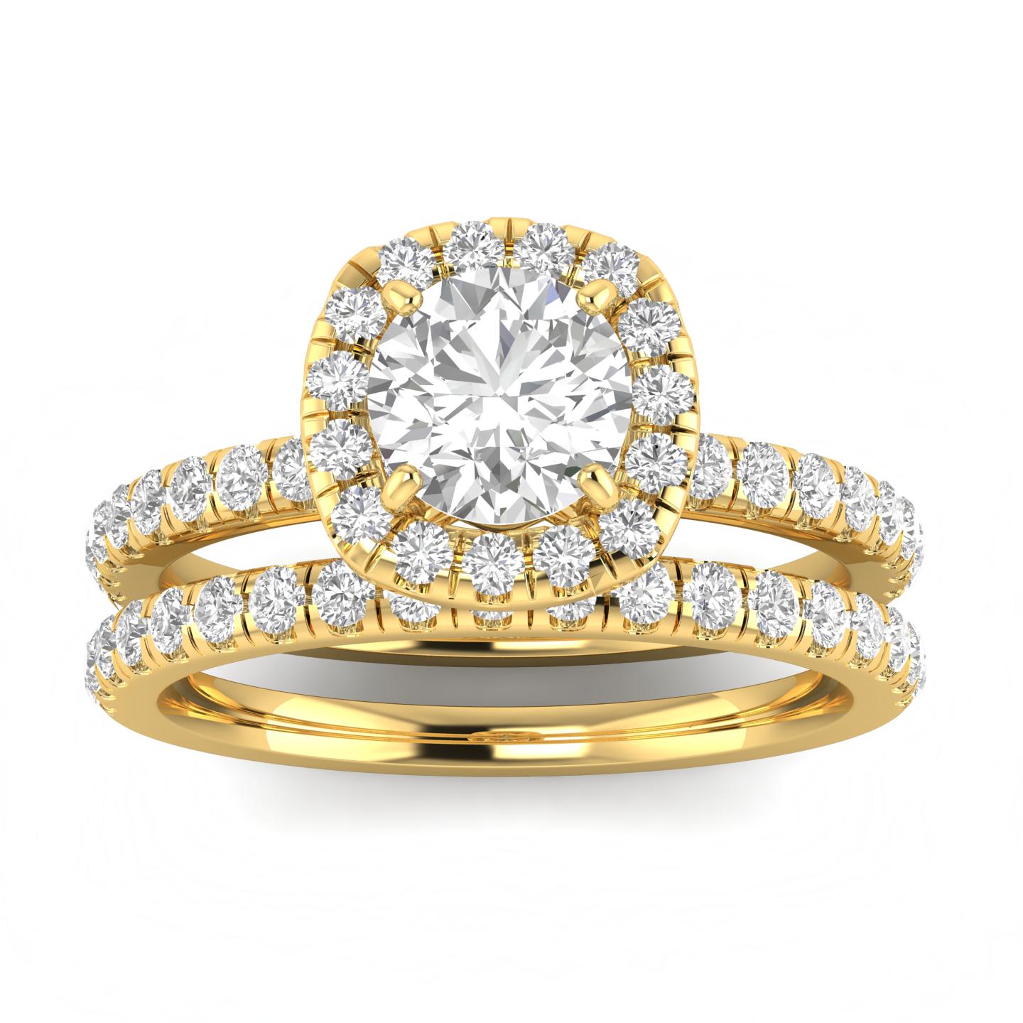 Inara Diamonds 1.00ctw Diamond Halo Bridal Set Engagement Ring in 14k  Yellow Gold (H-I, I2-I3)