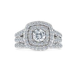SK Jewel,Inc 3.00ct Cushion Halo Diamond Engagement Wedding Ring Set 10K White Gold