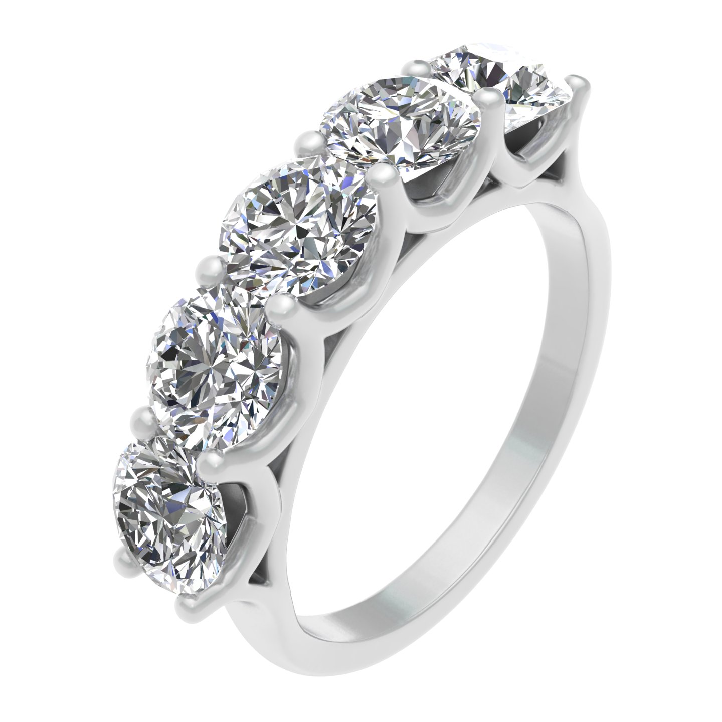 SK Jewel,Inc 2.50ctw Diamond Five Stone Wedding Band in 14k White Gold