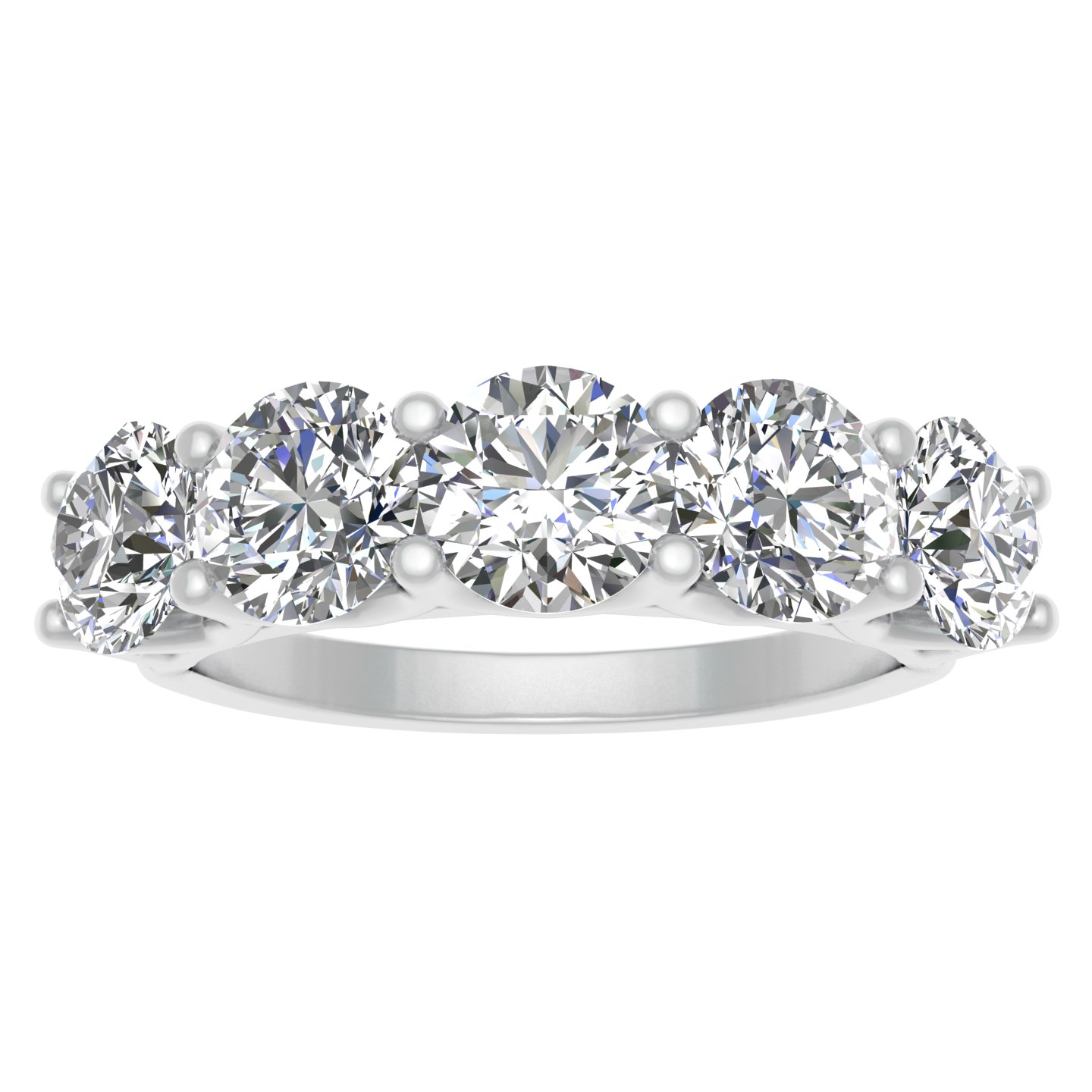SK Jewel,Inc 2.00ctw Diamond Five Stone Wedding Band in 14k White Gold
