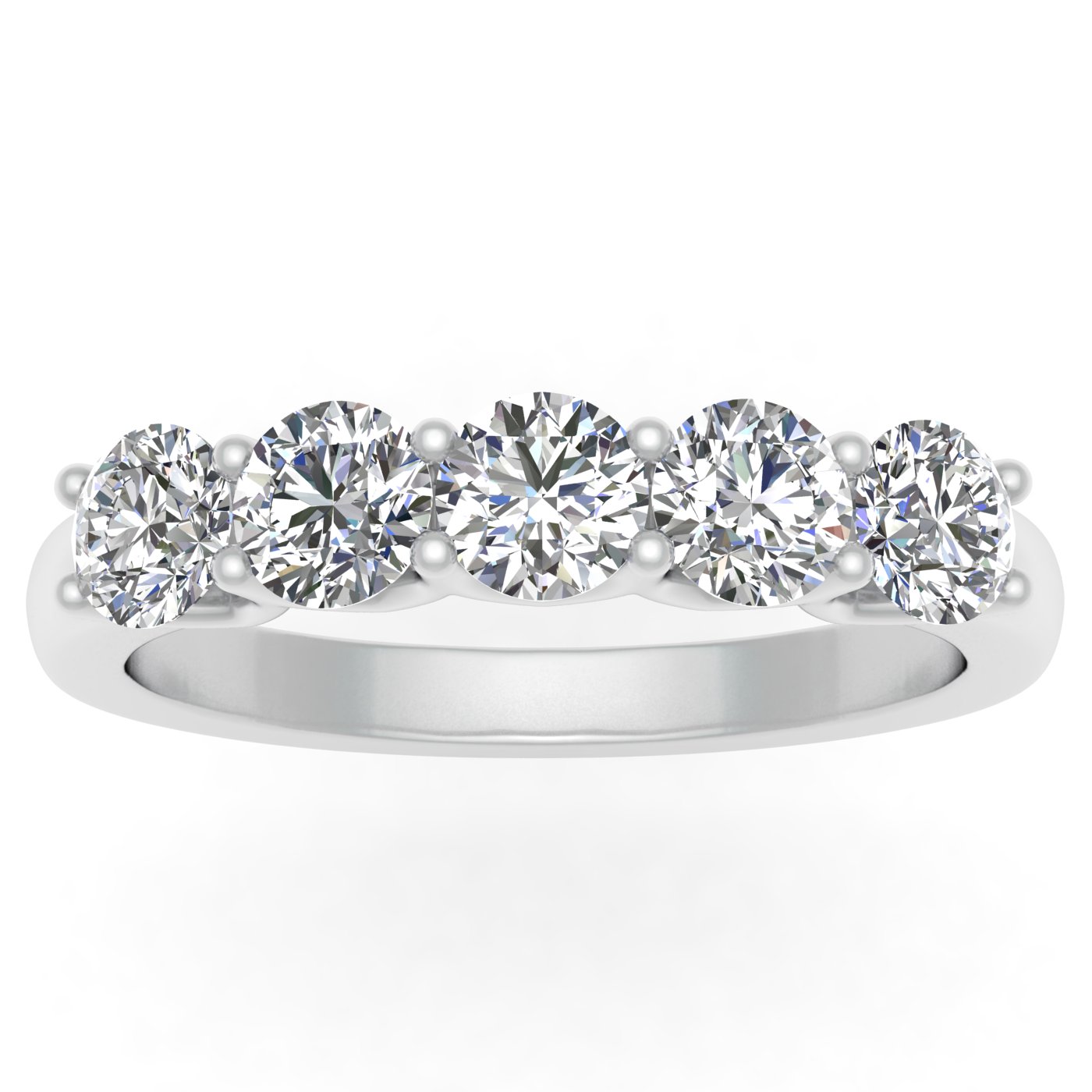 Inara Diamonds 1/2 Carat TW Natural Women's Diamond Five Stone Wedding Ring  Anniversary Band set in 10k White Gold (H, I2)