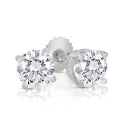 SK Jewel,Inc 3/4ct tw Round Diamond Stud Earring with Screw Backs in 14k White Gold