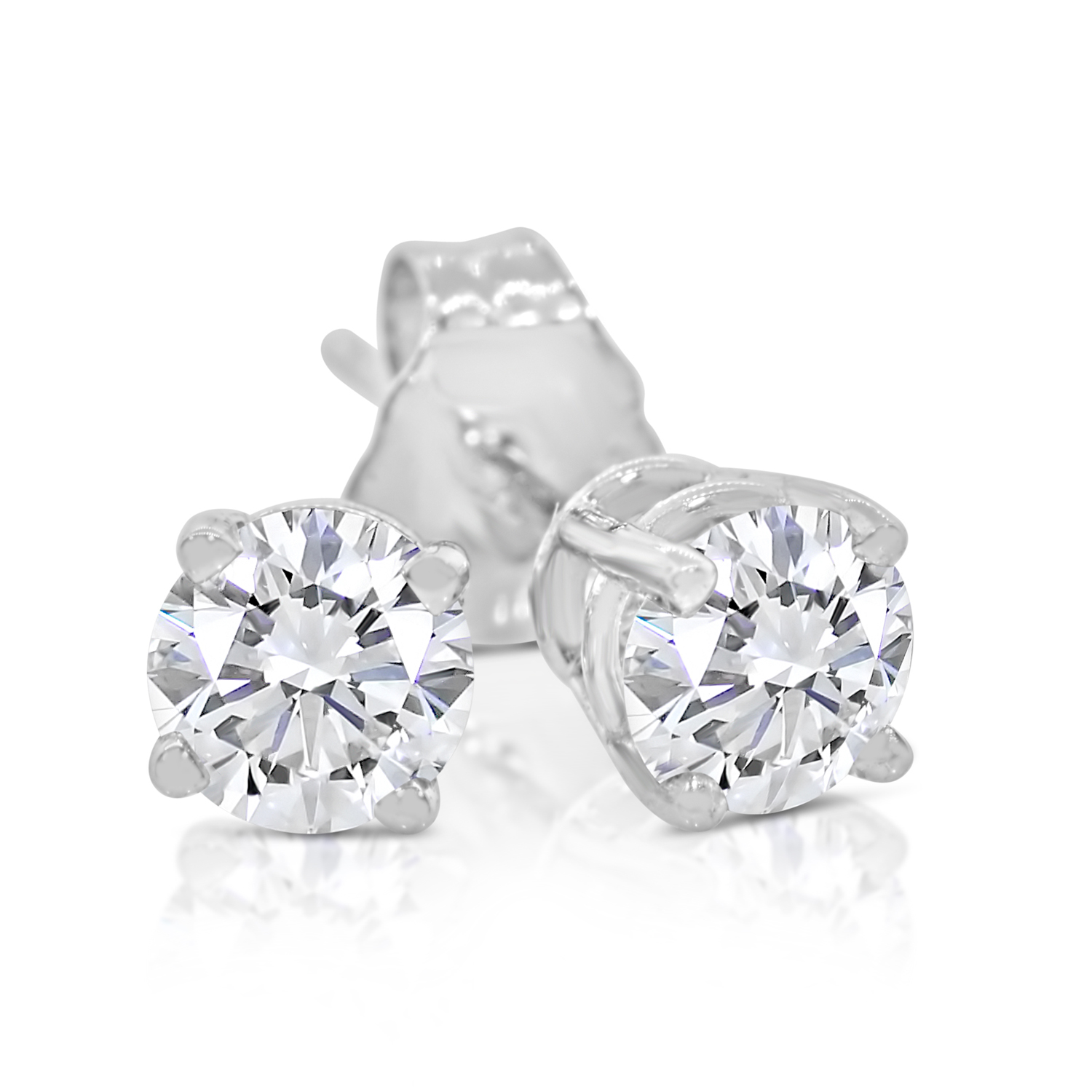 SK Jewel,Inc 5/8ct tw Round Diamond Stud Earrings within 14k White Gold