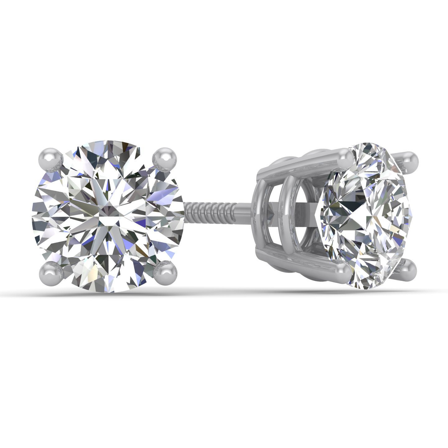 Inara Diamonds 1.00ct tw IGI Certified 14K White Gold Round Diamond Stud Earring with Screw-Backs (G-H, I2-I3)