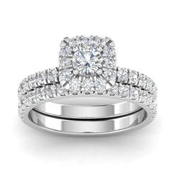 Inara Diamonds IGI Certified 1.50 Carat TW Diamond Halo Engagement Ring Bridal Set in 10k White Gold (G-H, I2-I3)