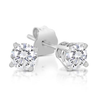 White gold plain stud earrings Clearance