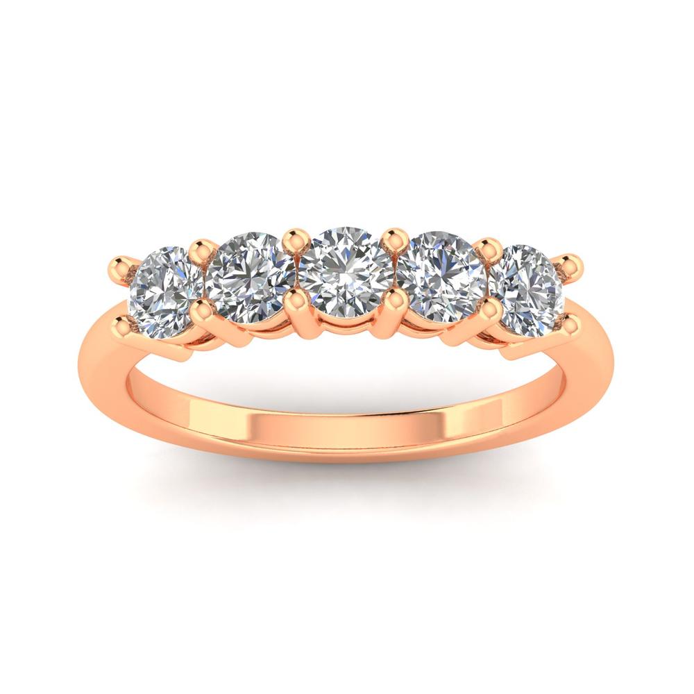 Inara Diamonds 1.00ctw Diamond Five Stone Wedding Band in 14k Rose Gold (H-I, I2-I3)