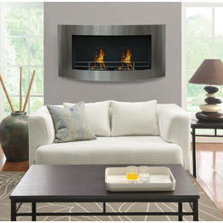 Luxo Lfvista Fa Ss Vista Upscale 48 Wall Mount Curved Ethanol Fuel Fireplace Decor Heater