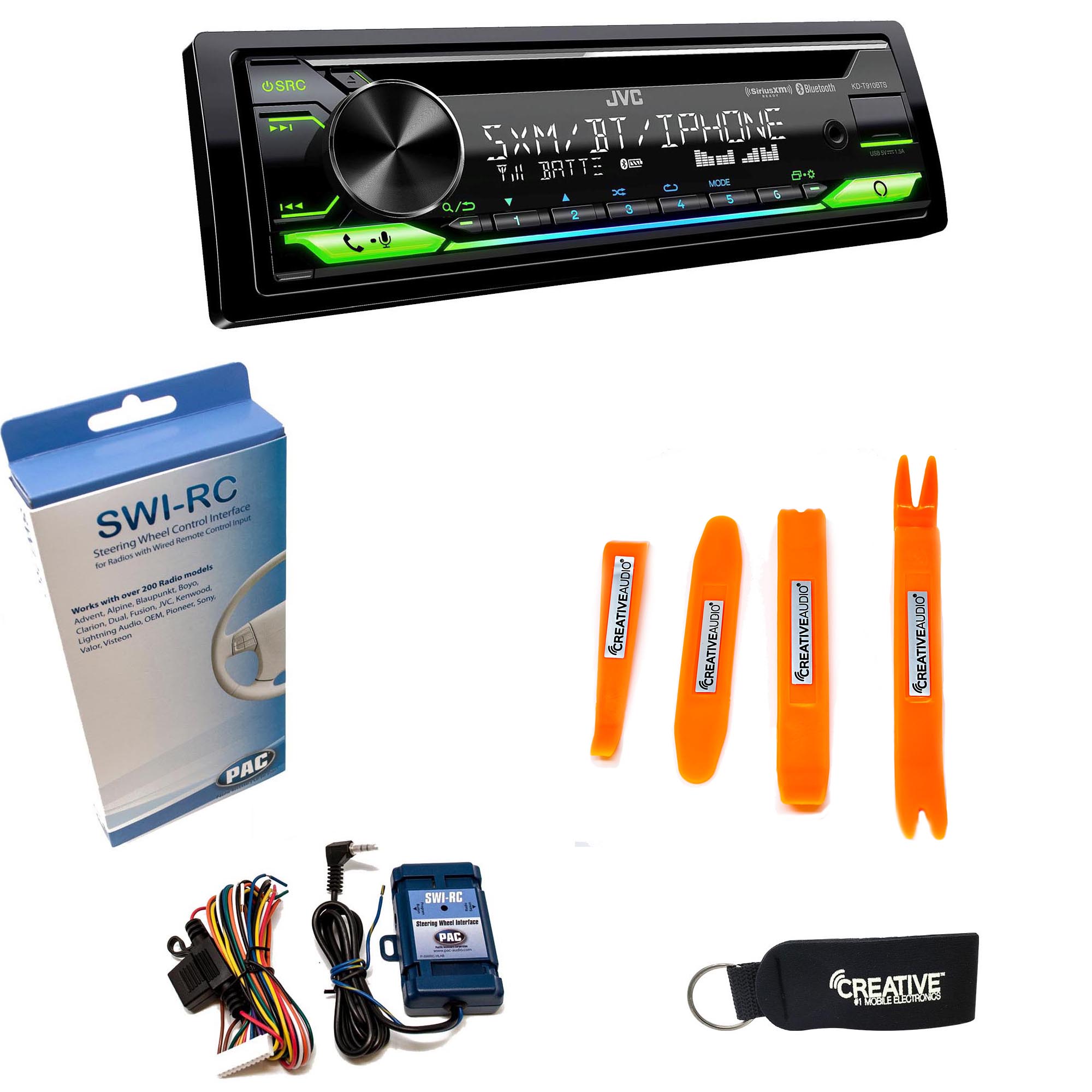 JVC Kenwood JVC KD-T910BTS - CD Receiver w/ Bluetooth, USB, Amazon Alexa, SirusXM Ready + SWI-RC Steering Wheel Control Interface