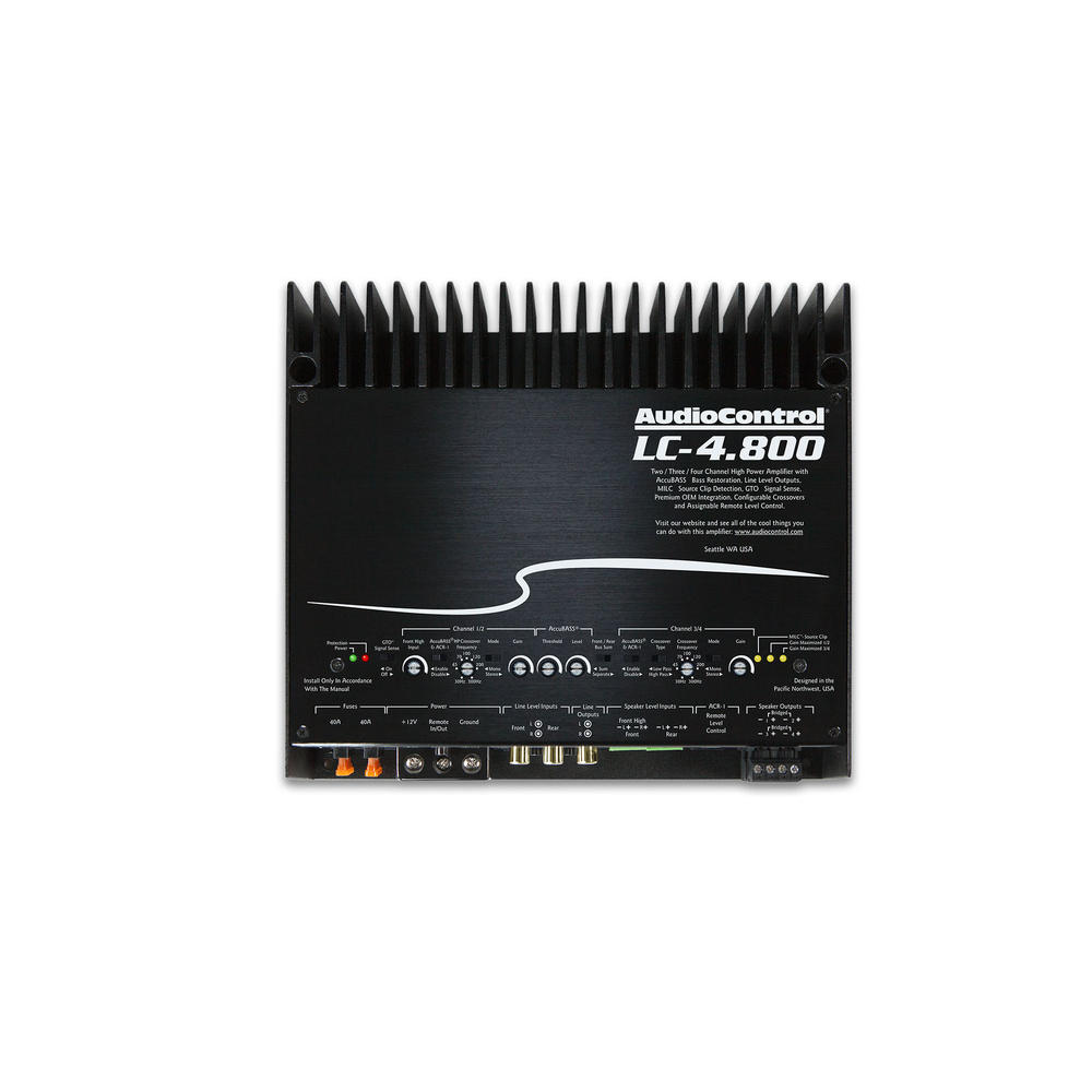 AudioControl LC-4.800 High-Power 4 Channel Amplifier with Accubass & ACR-1 Dash Remote