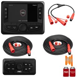 Wet Sounds WS-MC-20 2-Zone Media Center with (2) WS-G2-TR Wired Transom Remote for MC-20 (No Display)
