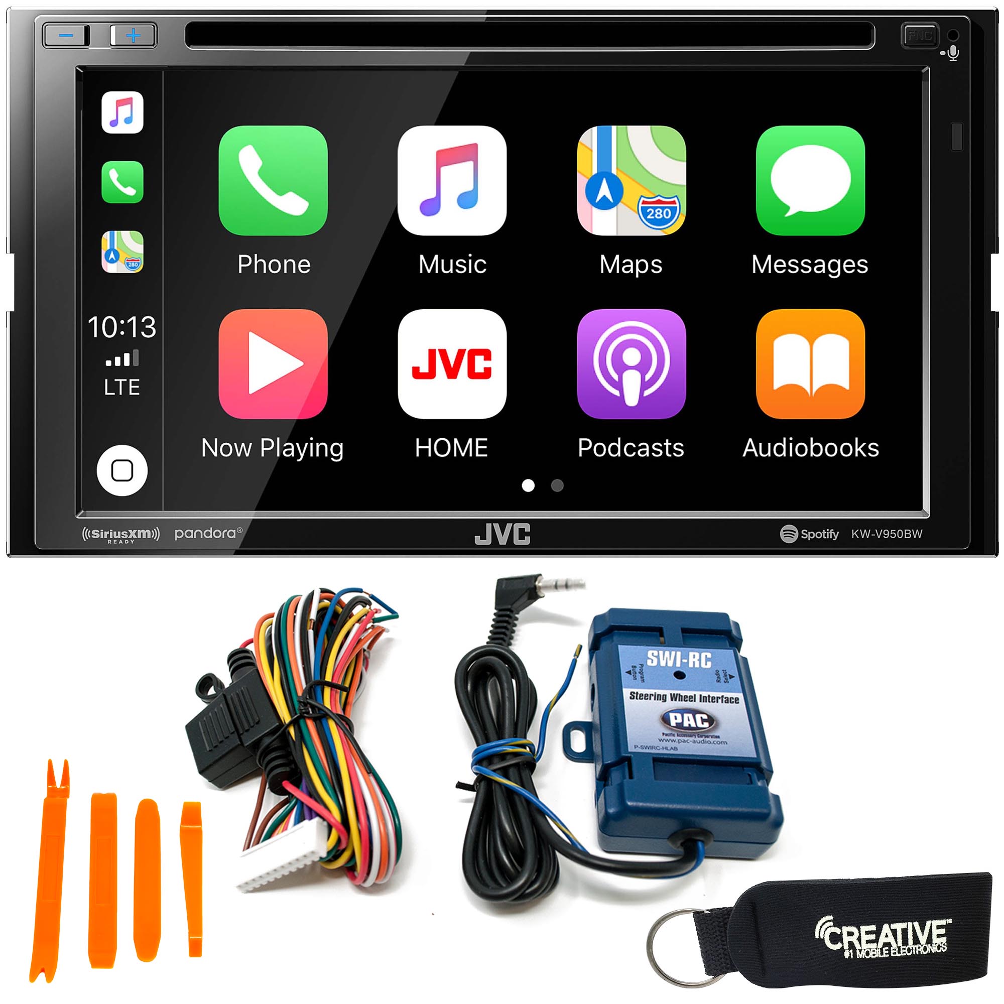 JVC Kenwood JVC KW-V950BW Compatible With CarPlay, Wireless Android Auto + SWI-RC Steering Wheel Control Interface