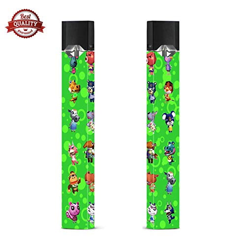 A Skin 2 Pcs Green Cartoon Animals Pattern Juul Skin Wrap Sticker Decal Film Sticker Cover Green Cartoon Pattern For Juul E Cigarett