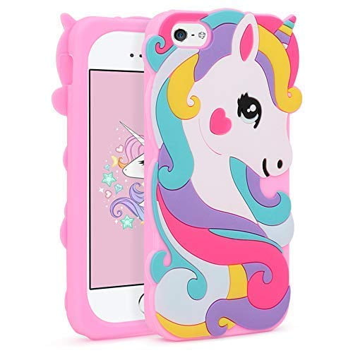 Yonocosta Iphone 5s Case Iphone 5 Case Iphone 5c Case Iphone Se Case 3d Cute Cartoon Colorful Hair Unicorn Horse Soft Rubber Silico