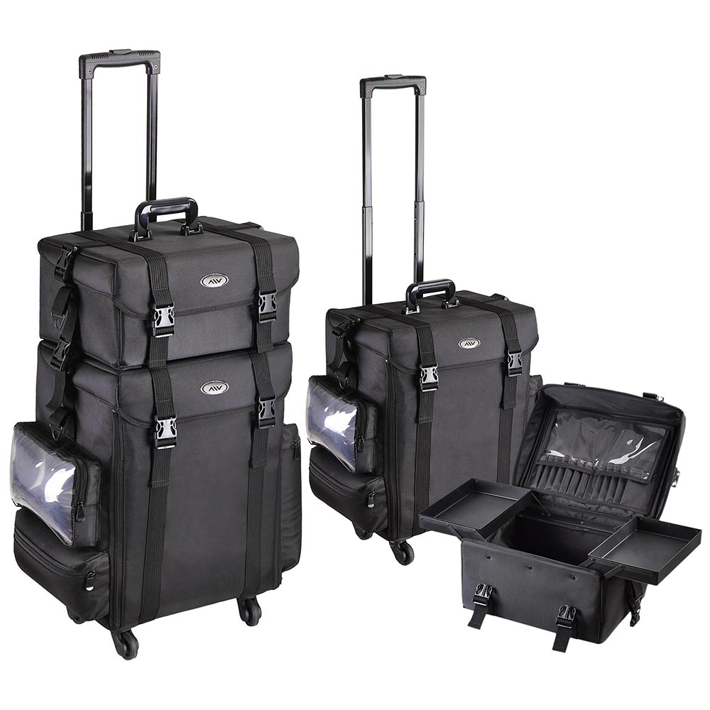 Aplus Aw 2in1 Pro Rolling Makeup Case Cosmetic Train Bag Nylon Aplus Aw 2in1 Pro Rolling Makeup Case Cosmetic Train Bag Nylon Fabric W Drawers