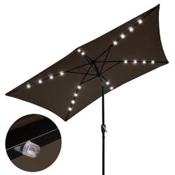 Rectangular Umbrella With Solar Lighted Aplus 10x6 5ft Rectangle Outdoor Patio Aluminium Umbrella Solar Led Light Crank Tilt Chocolate