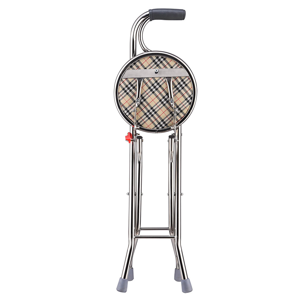 Aplusbuy Medical Folding Walking Stick Seat Four Legged Portable Travel Hiking Cane Chair Stool