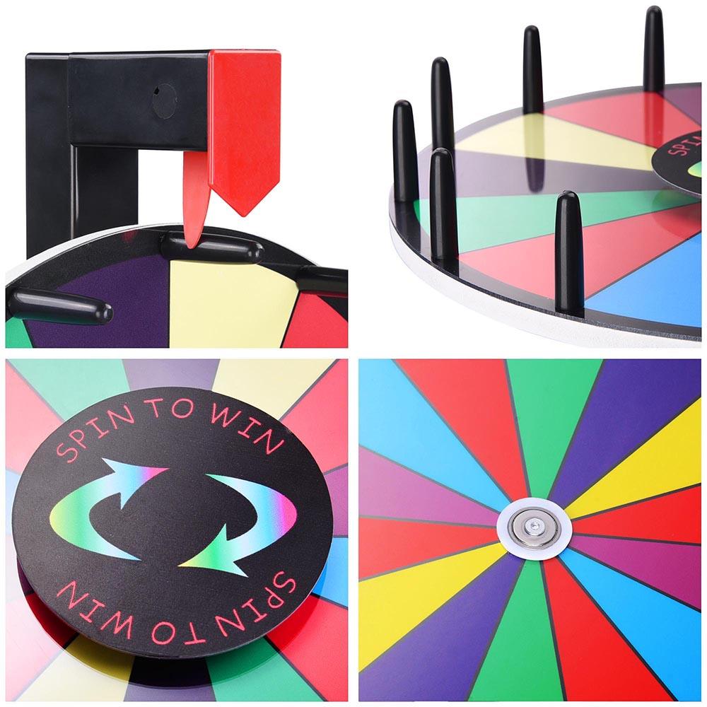 WinSpin ® 12" Editable Color Prize Wheel Dry Erase Fortune Spinning Game with Stand 14 Slot