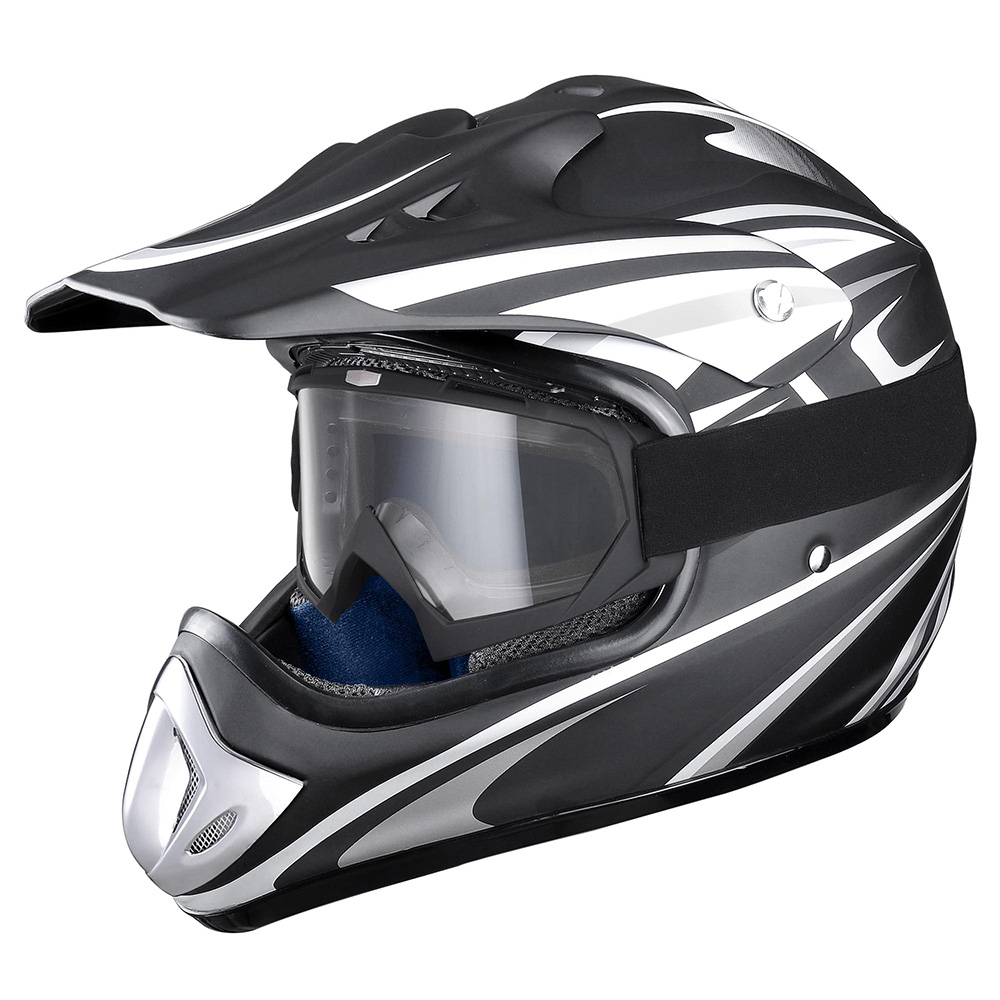 Yescom ® DOT Full Face MX Helmet with Goggles Motocross Off-Road Dirt Bike Motorcycle ATV M