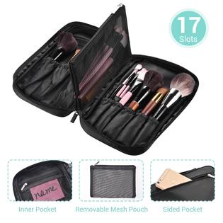 Byootique Portable Multi Brush Holder Makeup Bag Cosmetic Organizer Polyester Storage Travel Case With Belt Strap Only Bag
