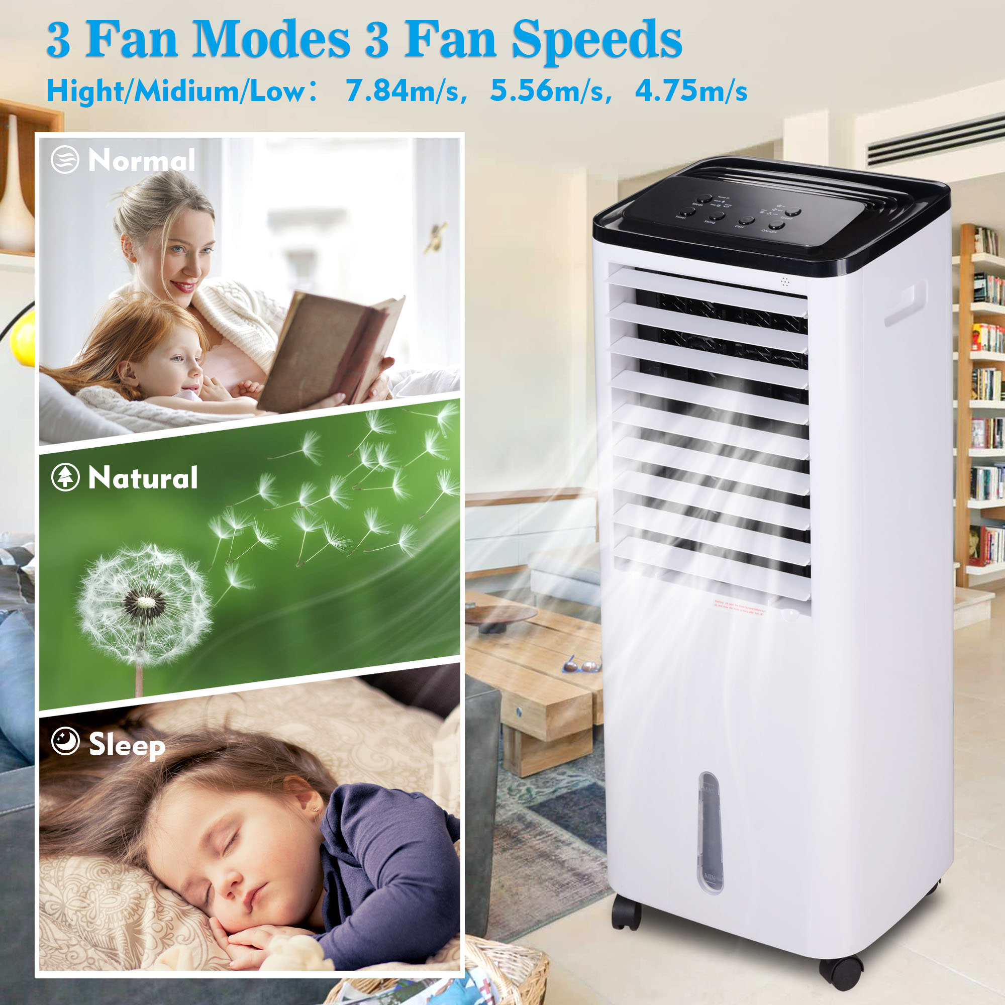 Yescom Evaporative Cooler Portable Air Cooler Humidifier with Remote Control Ice Pack Energy Saving Indoor Outdoor 200W