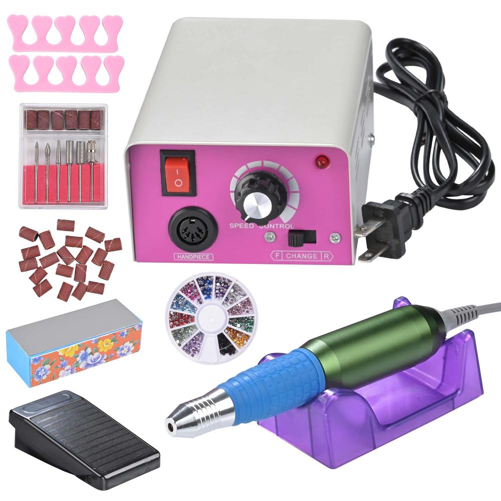 Byootique 20,000RPM Pen & Foot Pedal Control Nail Drill Art Kit File 6 Bits Acrylic Manicure