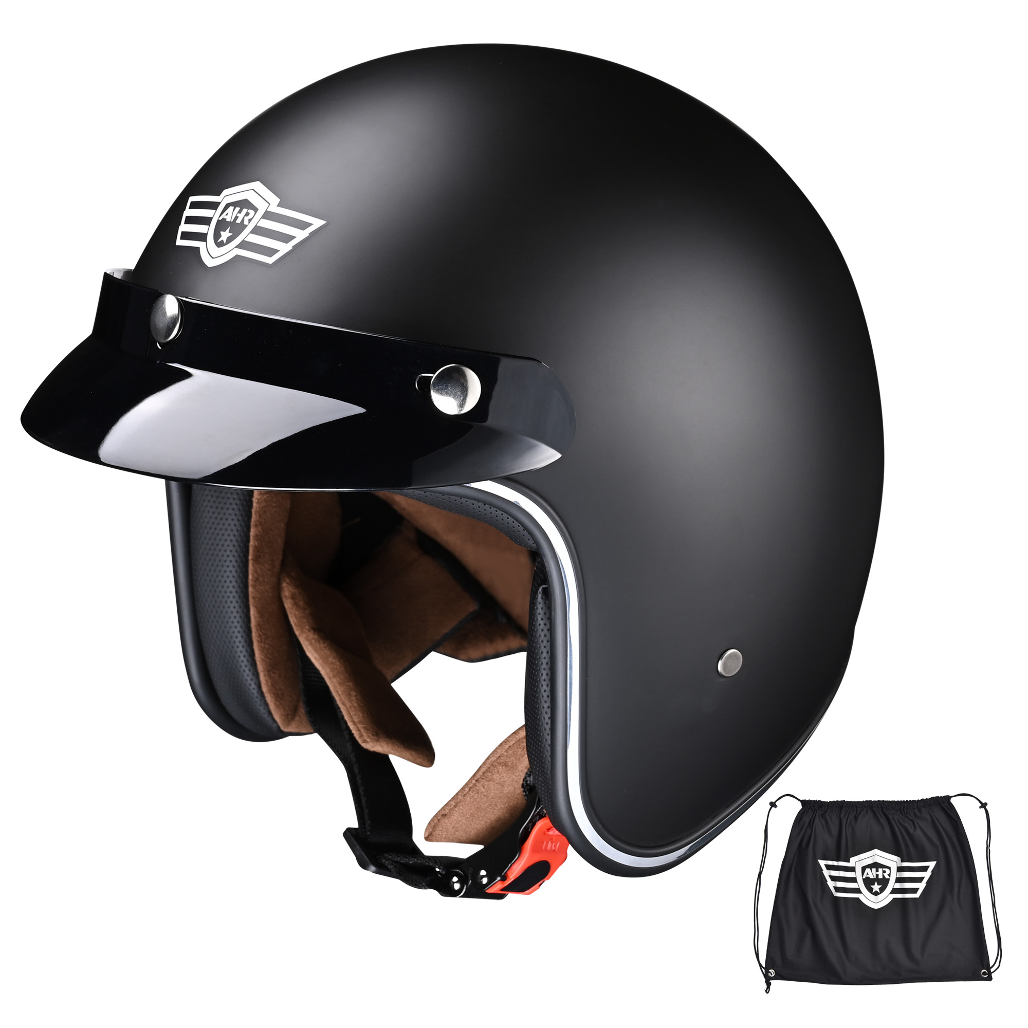 Yescom RUN-O5 Retro 3/4 Open Face Motorcycle Helmet DOT Visor Scooter Cruiser XL