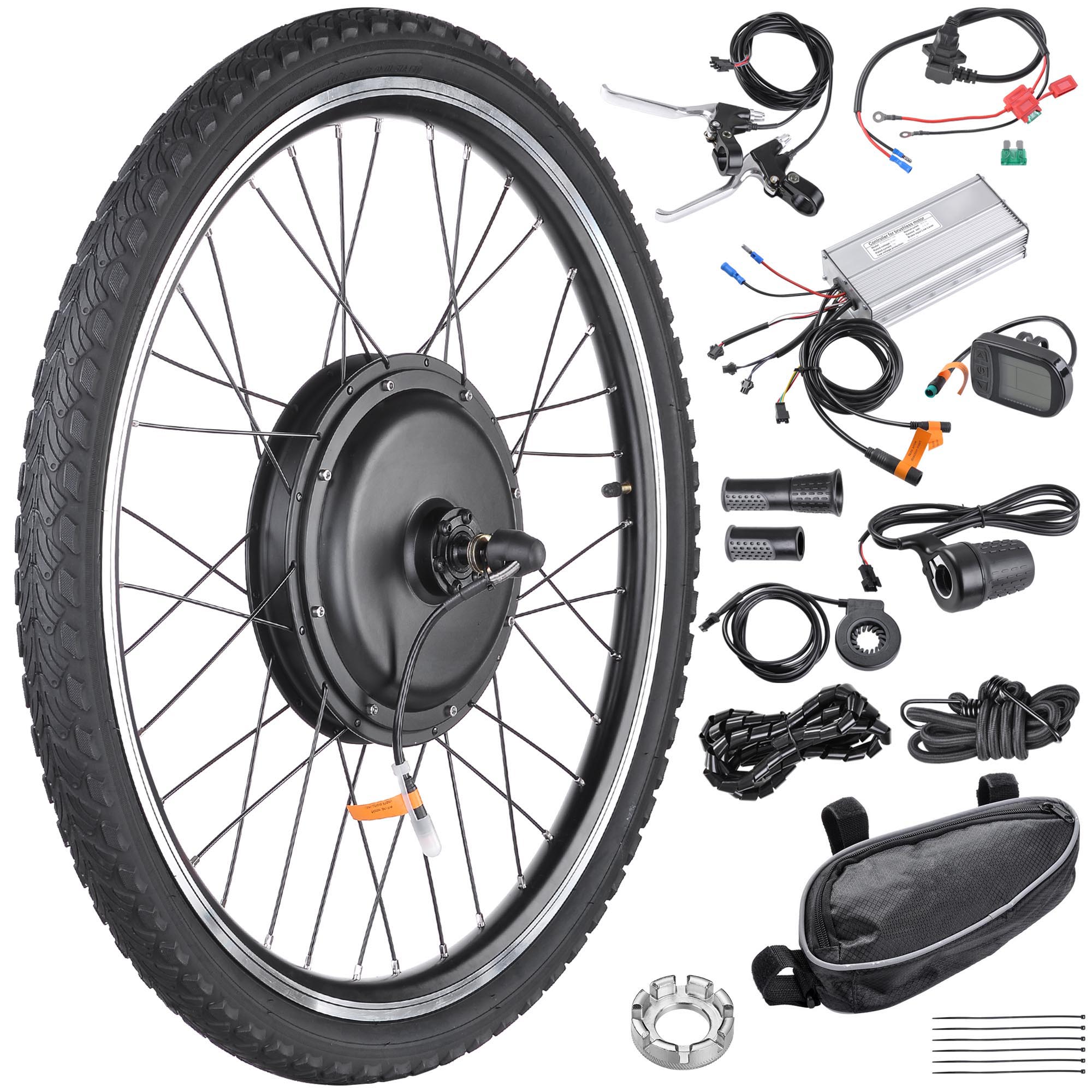 then College As well Yescom Electric Bicycle Motor Kit 26"Front Wheel 48V 1000W Powerful Motor  E-Bike Conversion Kit w/LCD Display