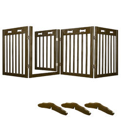 Yescom 80"x24" 4 Panel Folding Pet Gate Wooden Dog Fence Baby Safety Gate Playpen Barrier 3 Feet