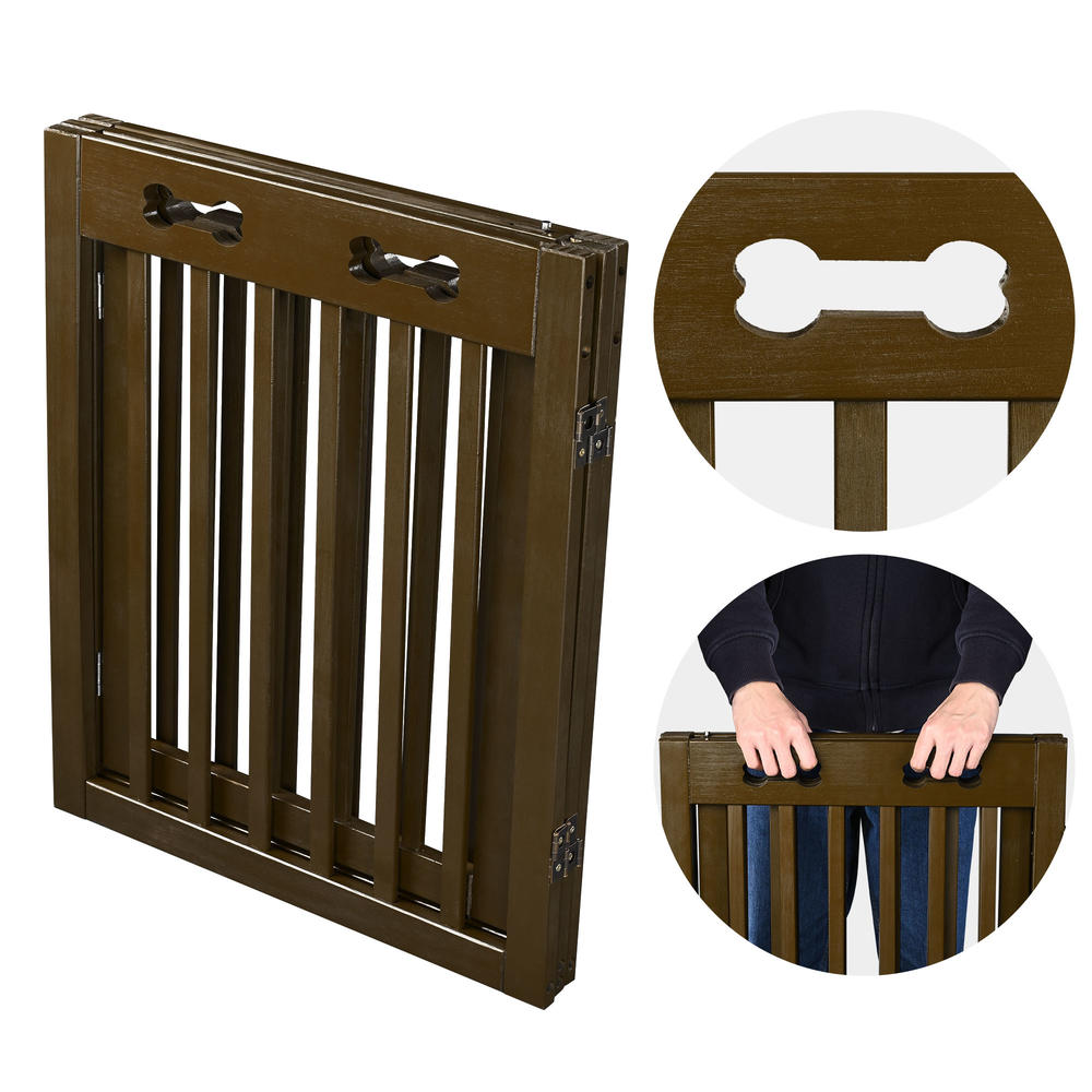 Yescom 60"x24" 3 Panel Folding Pet Gate Wooden Dog Fence Baby Safety Gate Playpen Barrier 2 Feet