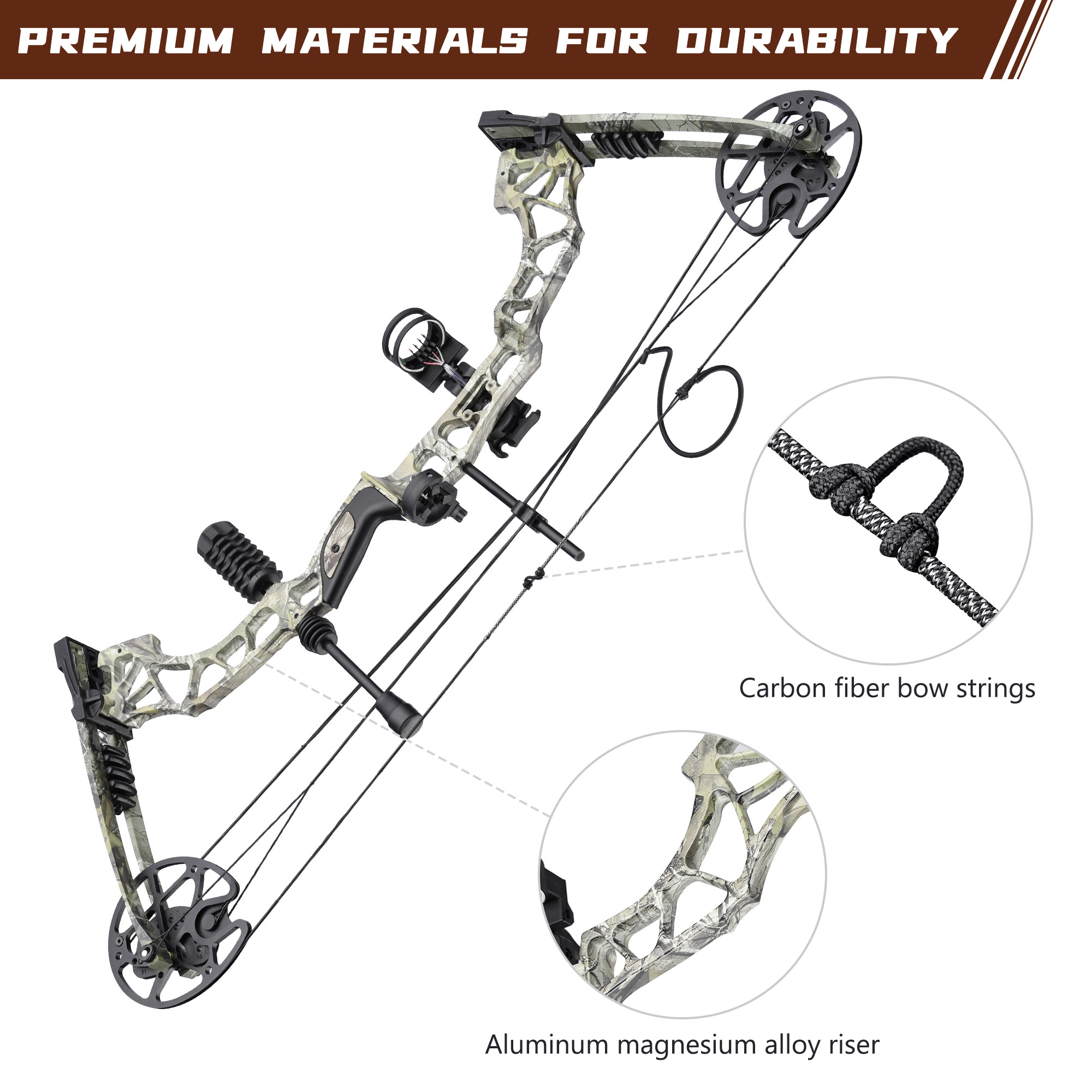 Yescom Compound Bow Kit Draw Weight 35-70 Lbs Fit Adult Professional Hunting Bow Target Practice Arrow Archery, Camo