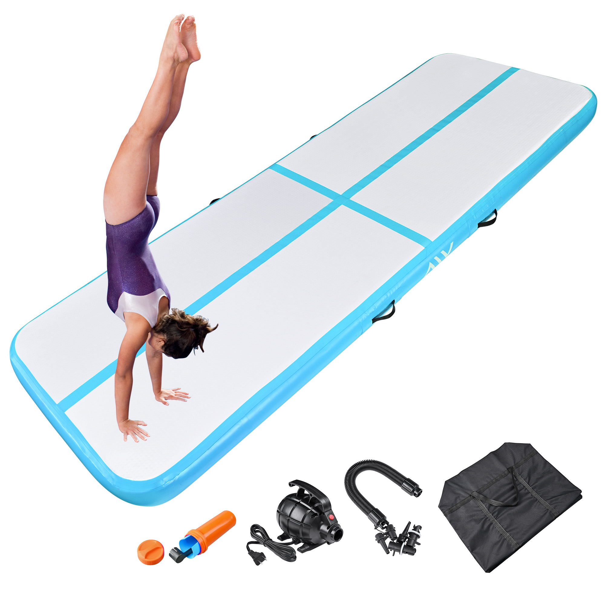 Yescom 10 Ft Air Mat Track Inflatable Tumbling Mat Gymnastics Training Fitness Blue