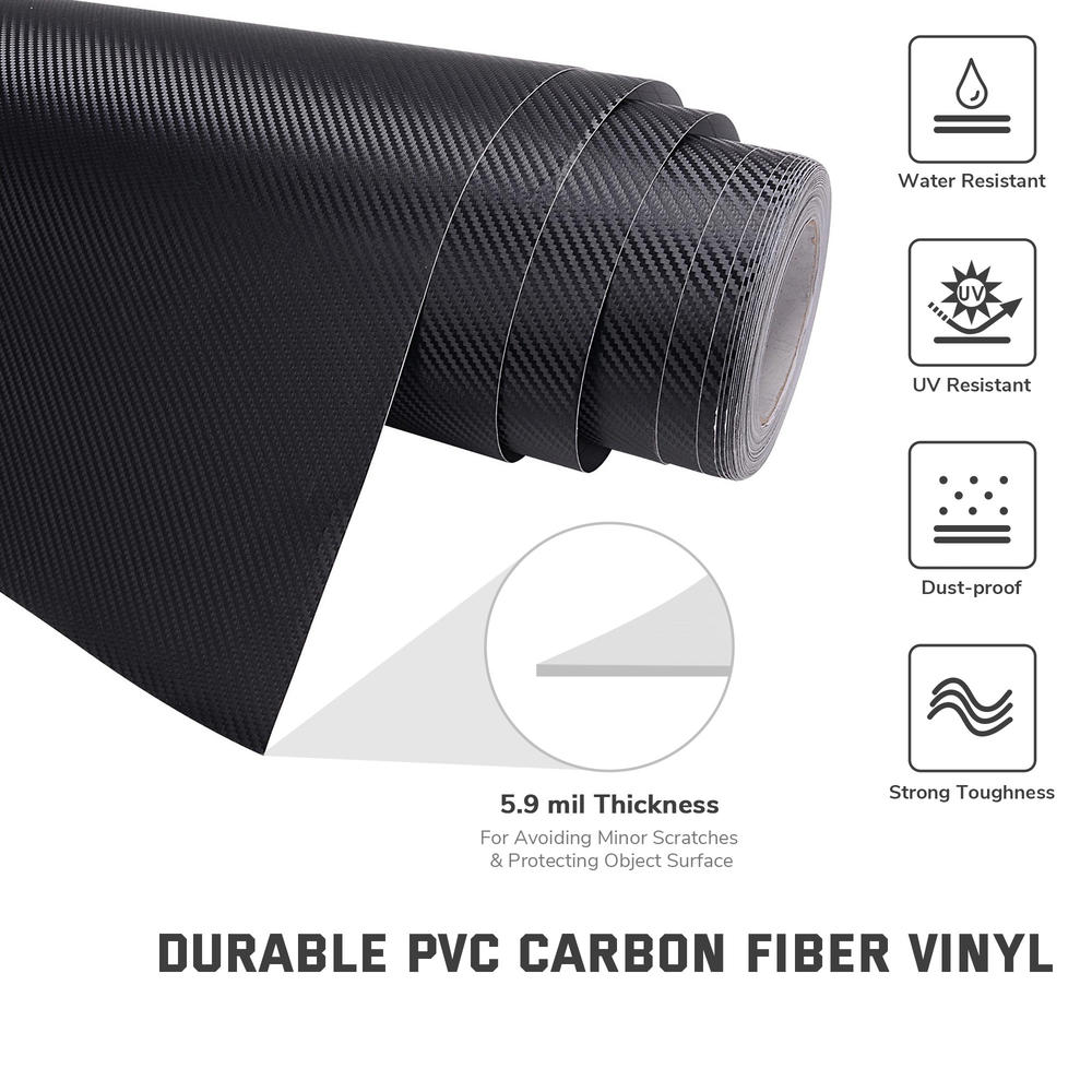 Yescom 5ft x 100ft Car 3D Carbon Fiber Vinyl Wrap Sticker Roll Vehicle Motorcycle Black