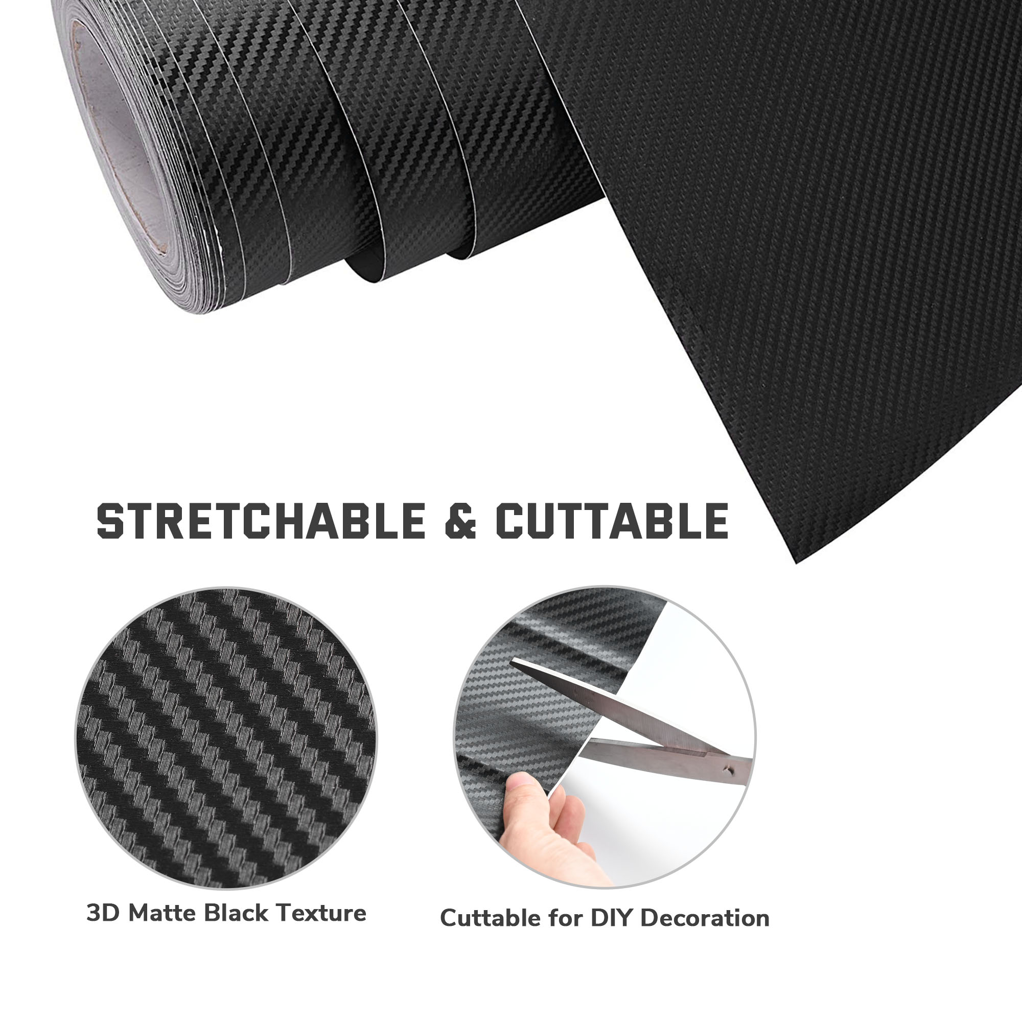 Yescom 5ft x 100ft Car 3D Carbon Fiber Vinyl Wrap Sticker Roll Vehicle Motorcycle Black