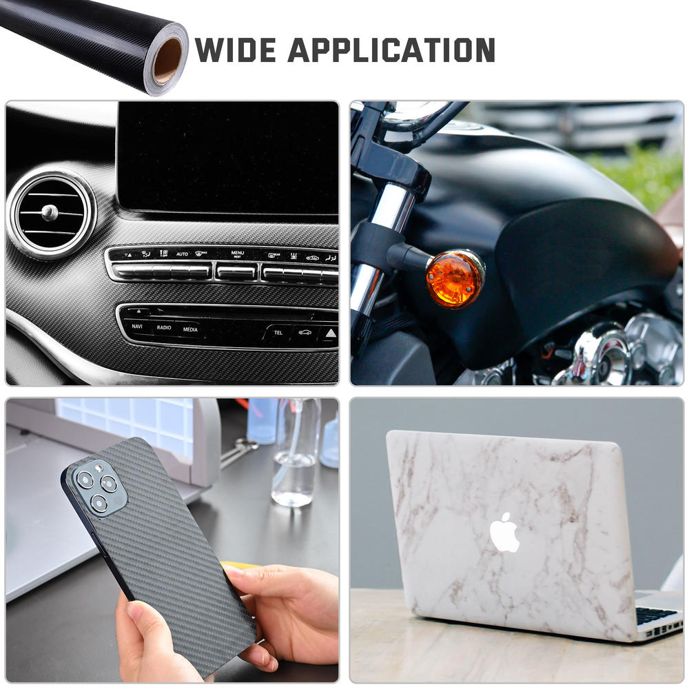 Yescom 5' x 100' 4D Carbon Fiber Vinyl Wrap Rolls for Vehicle Motorcycle Sticker Black