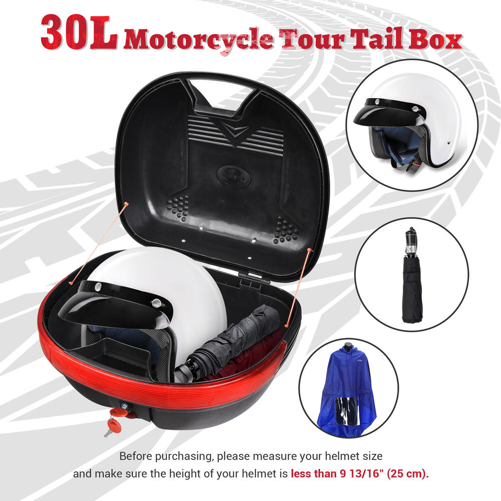 Yescom 30L Motorcycle Tour Tail Box Scooter Trunk Luggage Top Lock Storage Carrier Case