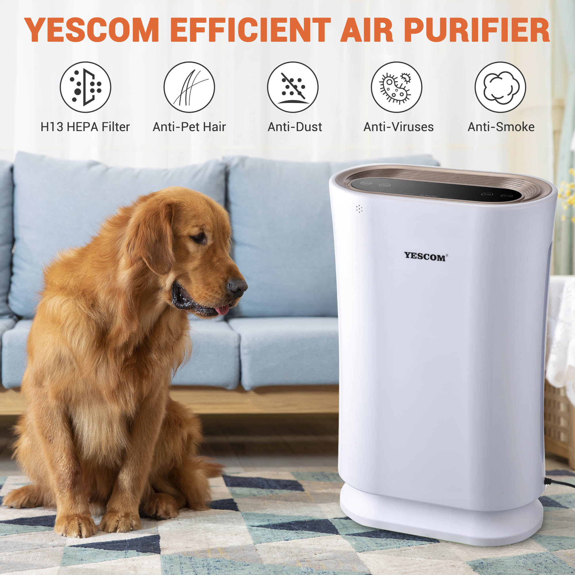 Yescom 35W 4 in 1 Air Purifier with HEPA Filter UV-C Sanitizer for Pollen Odor Dust