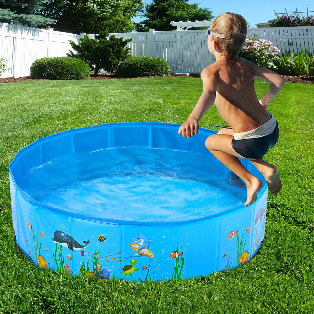 Yescom Foldable Pet Swimming Pool Anti-slip PVC Portable Bath Tub for Dog Cat Backyard
