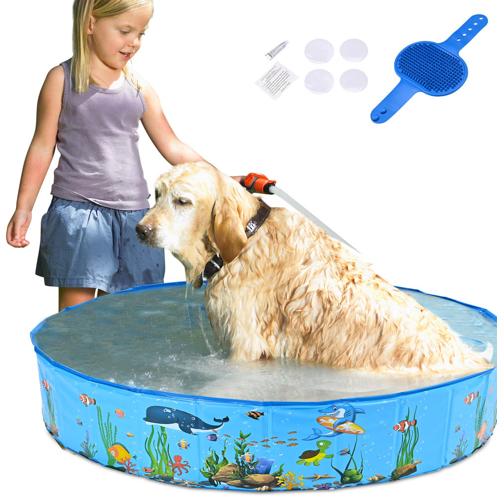 Yescom Foldable Pet Swimming Pool Anti-slip PVC Portable Bath Tub for Dog Cat Yard