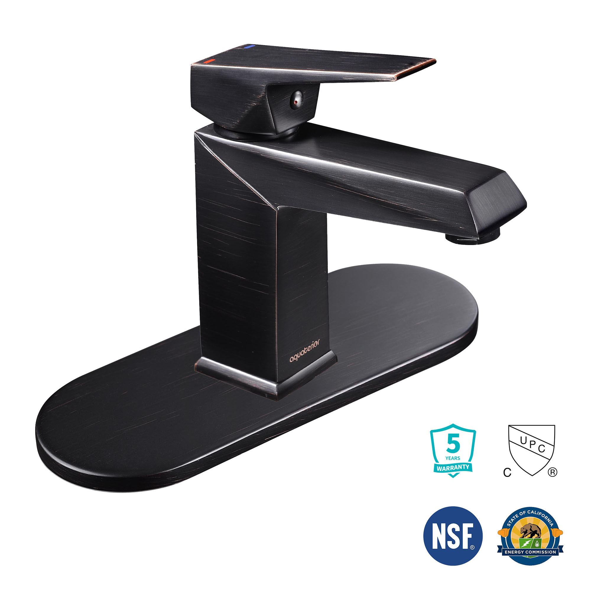 Aquaterior Modern 1 Hole Bathroom Faucet with Hole Cover Deck ...