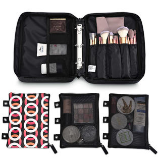 Byootique Makeup Bag with 3 Removable Pouches Loose Leaf Binders Cosmetic  Travel