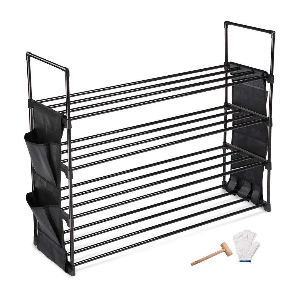 Yescom 4 Tier Metal Shoe Rack Shelf 16 Pairs Free Standing Storage Organizer Holder Home Entryway
