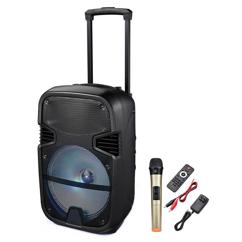 Yescom Portable Rechargeable Active PA Speaker Mic AMP Bluetooth USB SD LCD FM Remote 120W