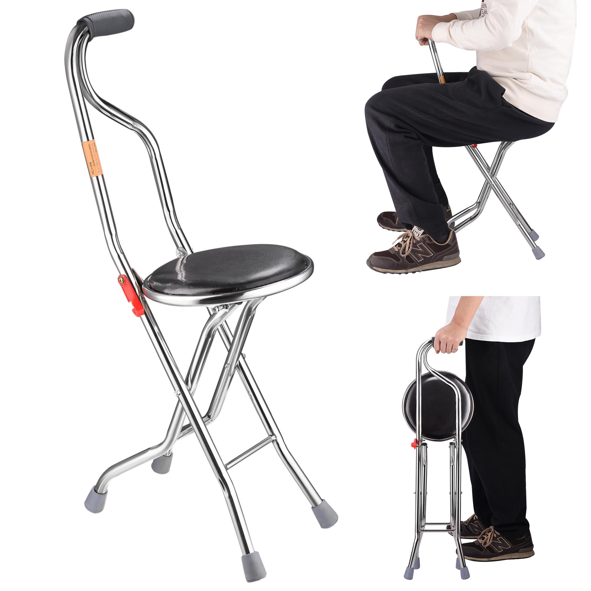 protektor Himmel system Yescom Medical Folding Walking Stick Seat Four Legged Portable Travel  Hiking Cane Chair Stool