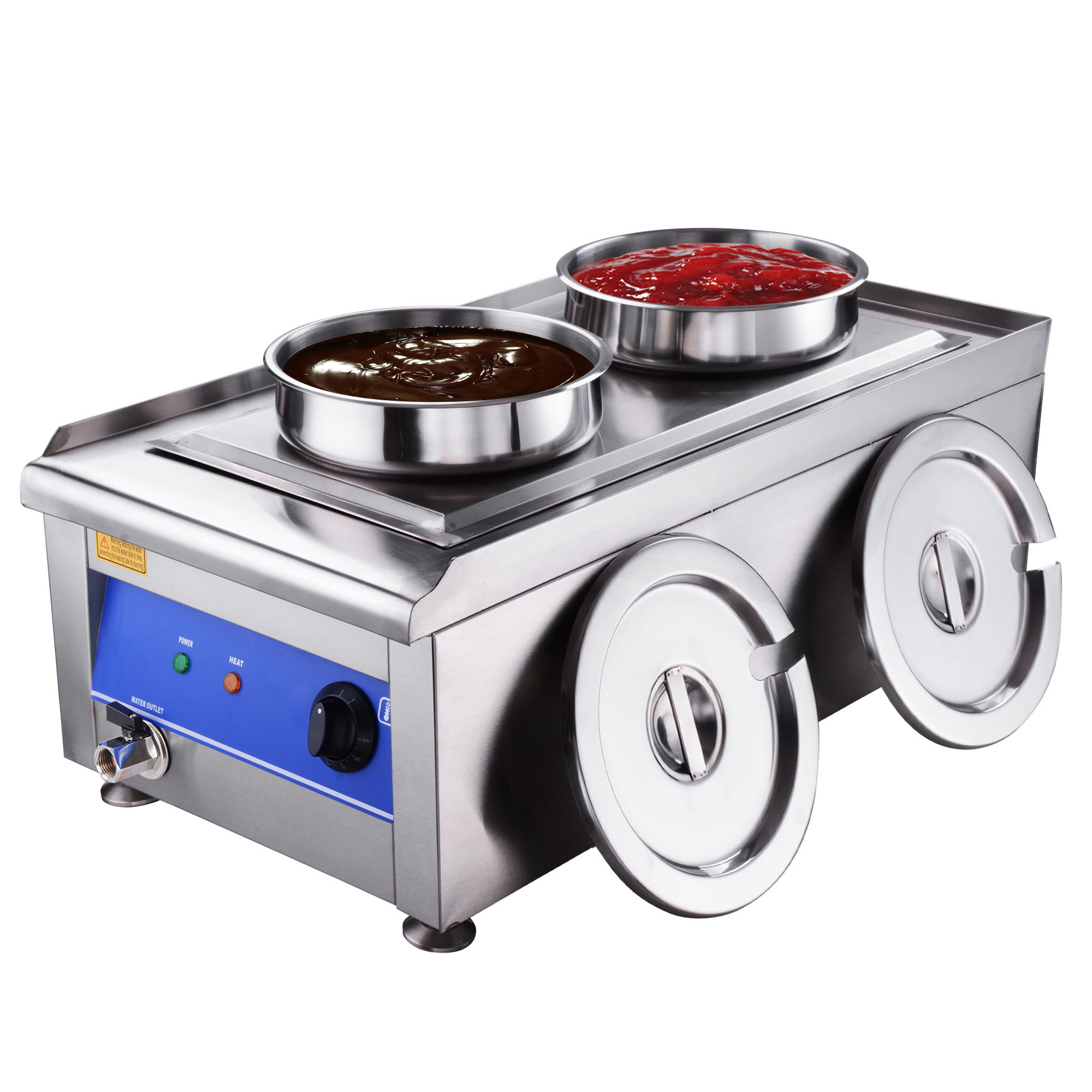 Yescom 1200W Dual Pots Countertop Food Warmer Stainless Steel Commercial Bain Marie