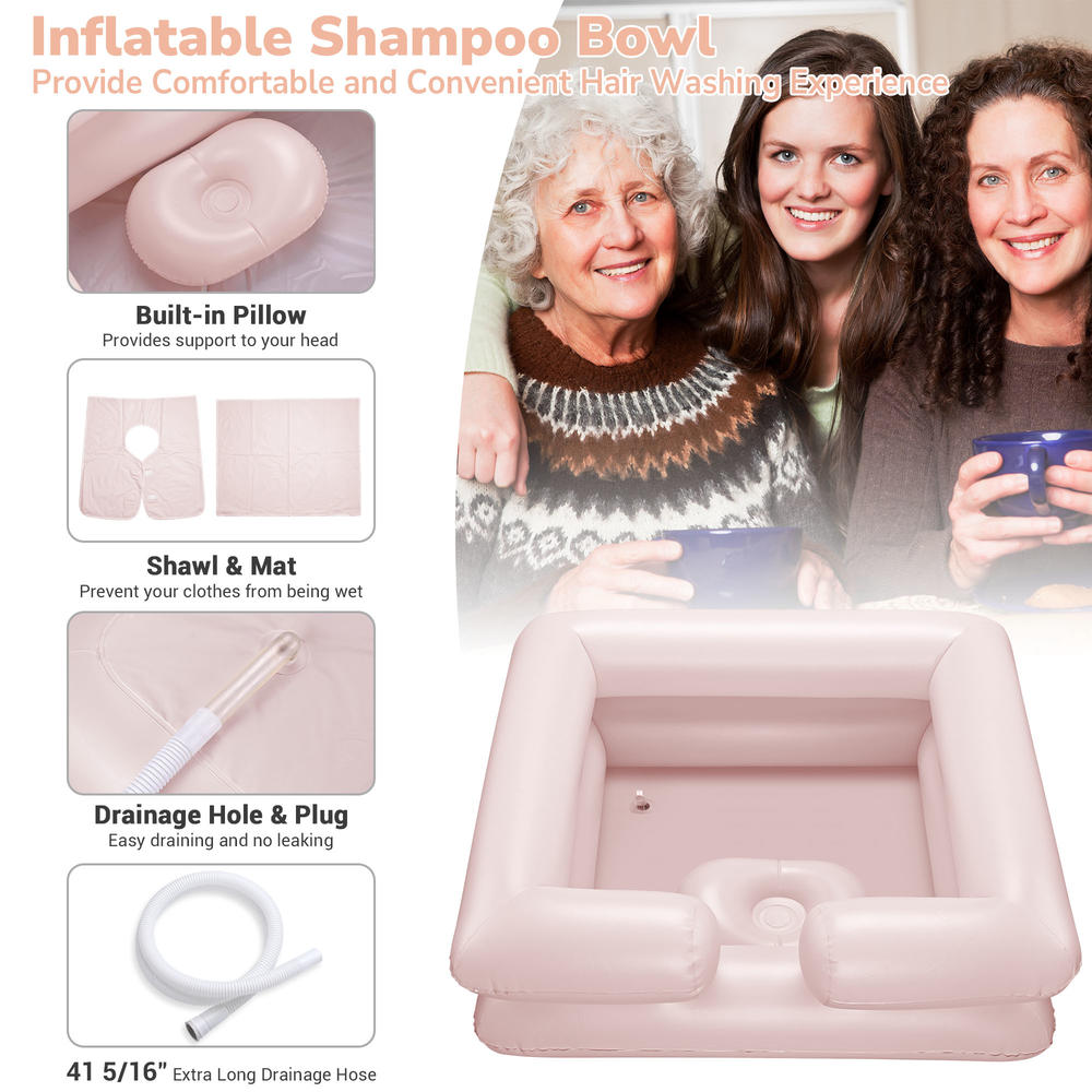 Yescom Inflatable Shampoo Bowl Kit Set of 2 Hair Washing Basins For Elderly Disabled